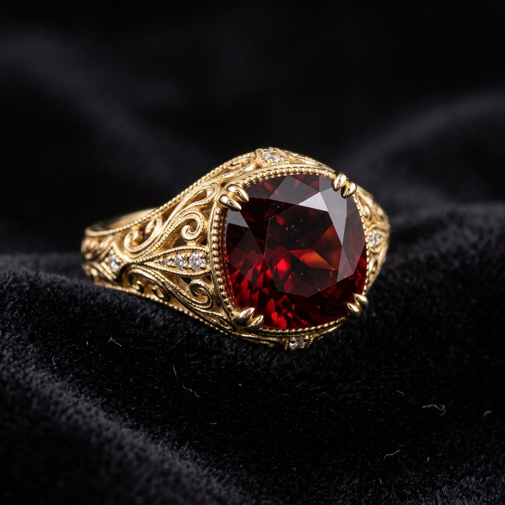 Garnet Ring in Gold